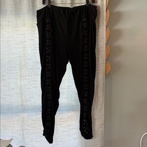 Black Lace-Up Pants